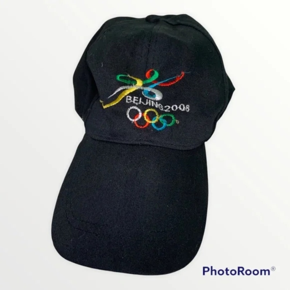 Olympics Cap - Beijing 2008 - Black - Olympic Rings - Hat Collectible Embroider